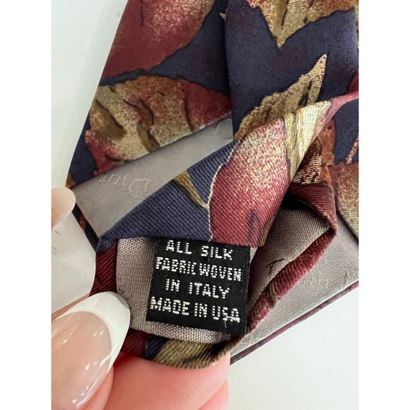 Christian Dior Men's Silk Neck Tie Made in Italy Pink Blue Floral Watercolor JL - Picture 6 of 9